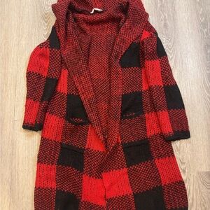 Plaid Red and Black Women's Sweater